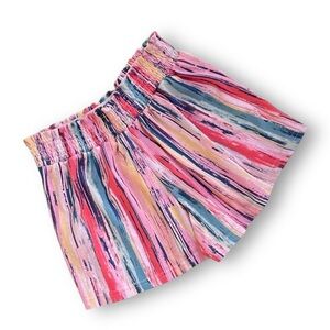 Colorful Pink Stripe Elastic-Waist Skirt